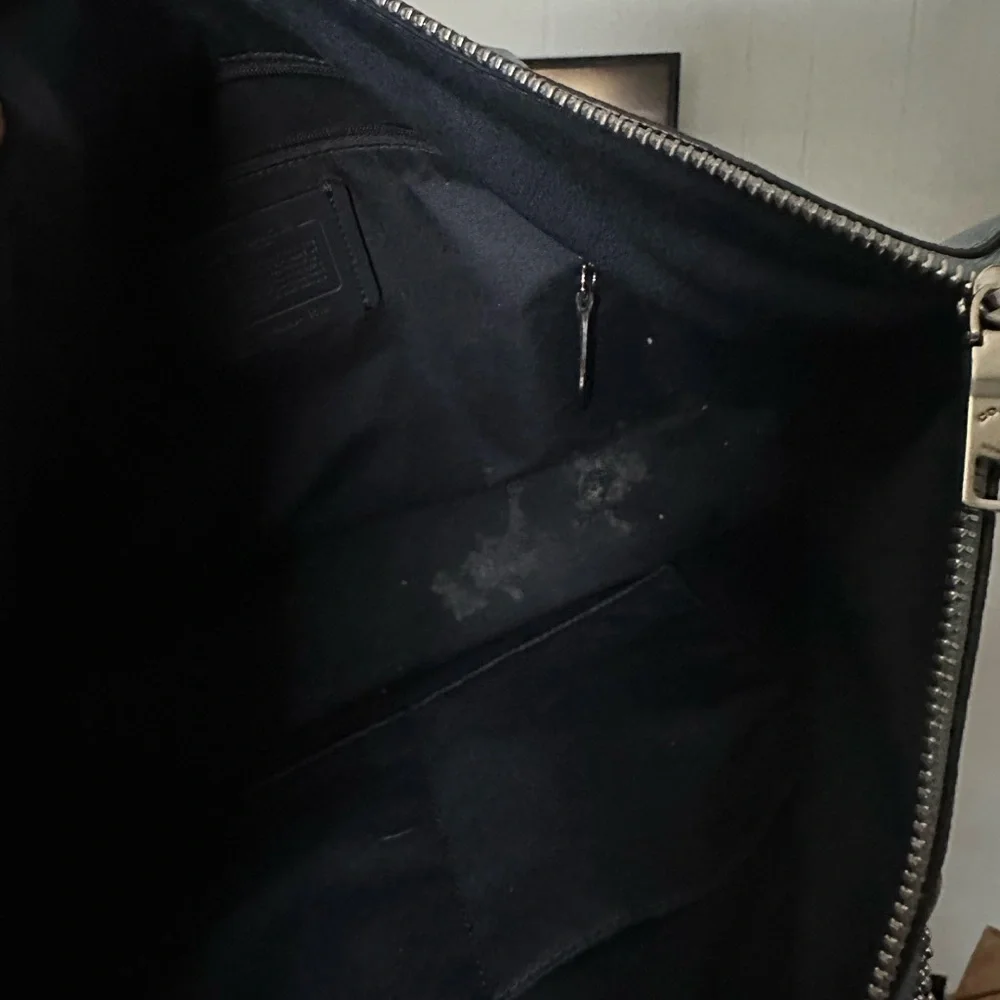 Coach Light Blue Leather Tote with Front Zip Pocket - Picture 3 of 4